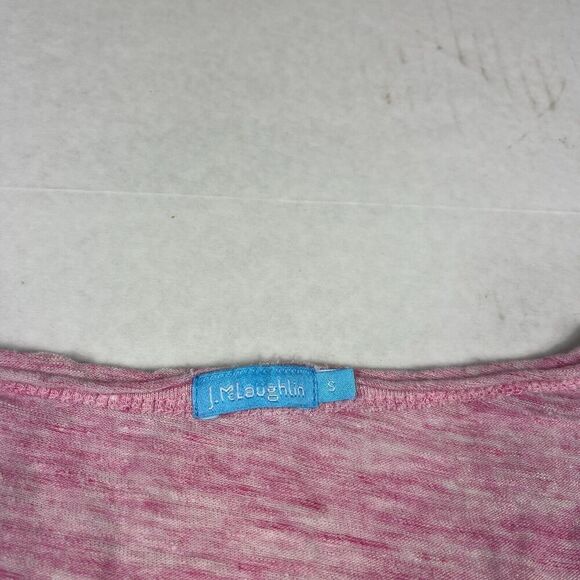 J.McLaughlin Pink Slub Linen Blend V-Neck Tee Small Soft Lightweight Casual Top - Picture 4 of 10